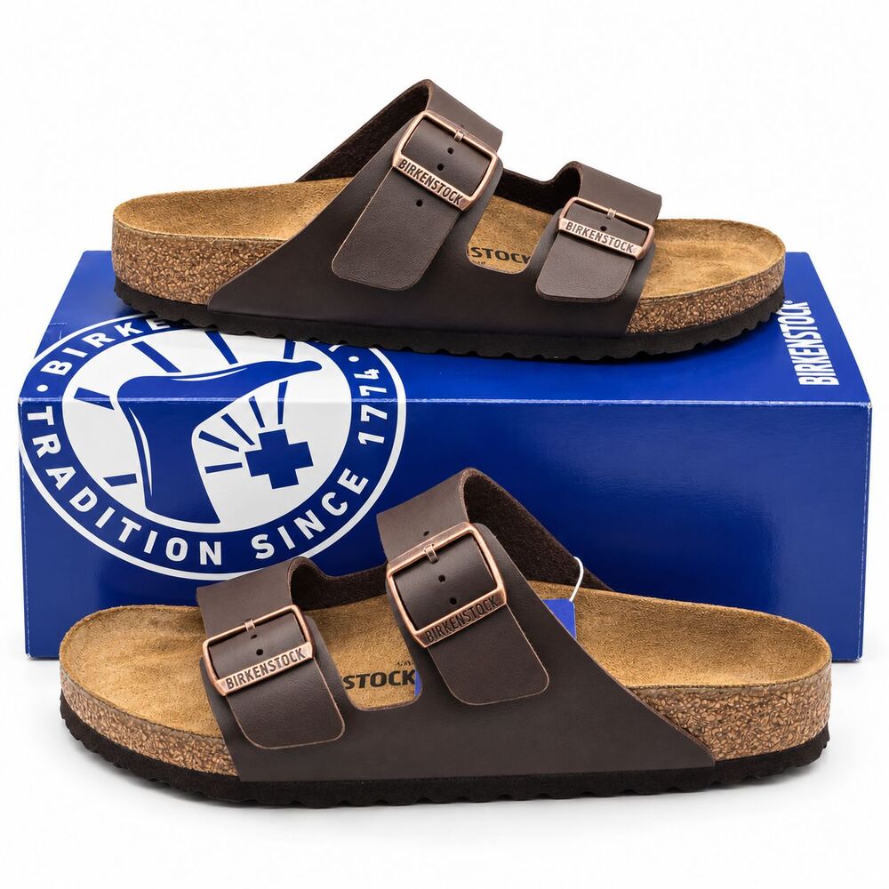 Birkenstock Arizona Womens 9 EU 40 Dark Brown Birko Flor Regular Slide Sandals